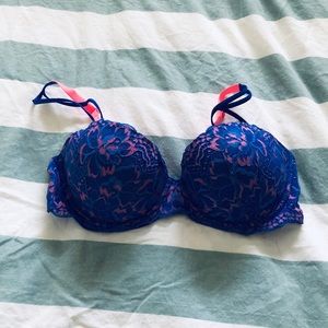 Royal blue & pink bra